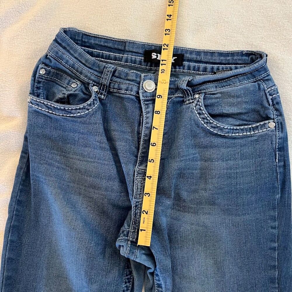 Sky Women's Jeans Bootcut Embellished Whiskering Y2K Bratz Bling, Size 11/12 - Picture 5 of 8